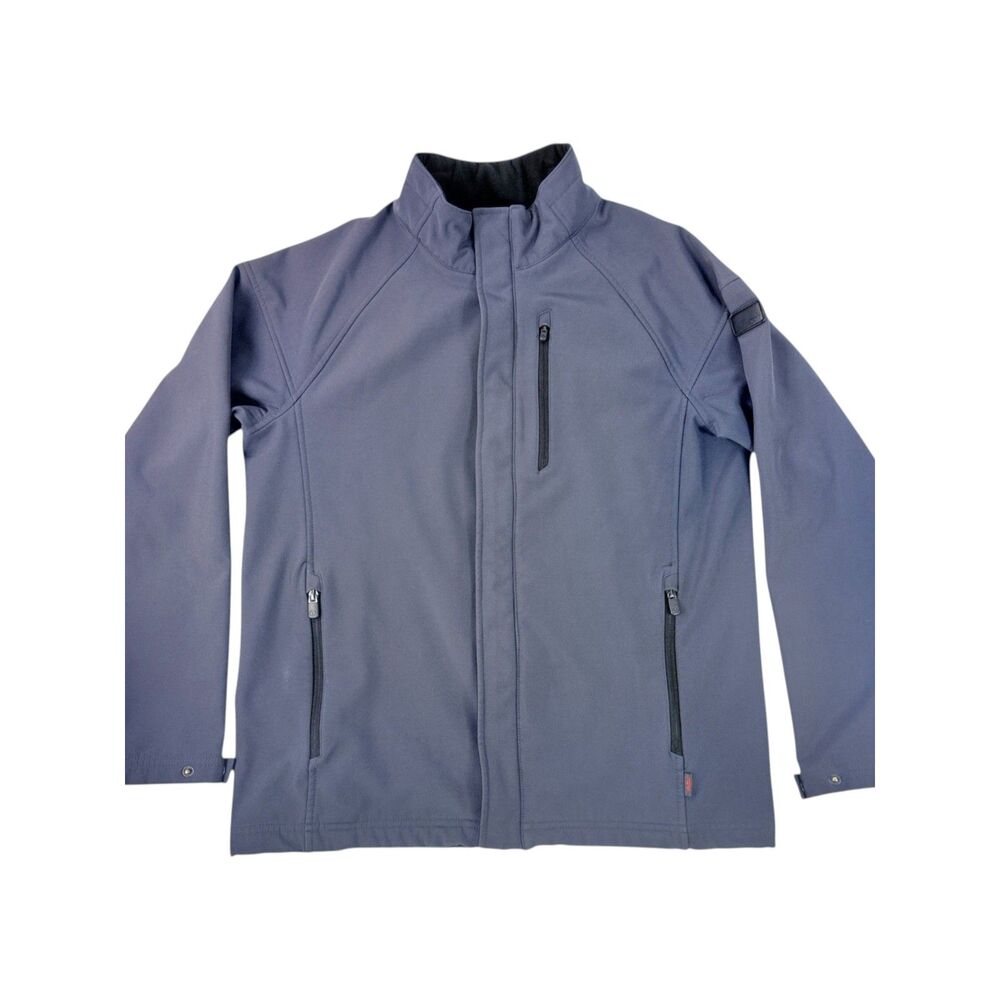 TUMI Mens M Slate Blue Gray Softshell Full Zip Fleece Lined All Weather Jacket